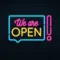 We Are Open Neon Sign - Webcam Covers Now