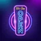 We are Open Vertical Neon Sign - Webcam Covers Now