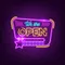 We Are Open With Star Icon Neon Sign - Webcam Covers Now
