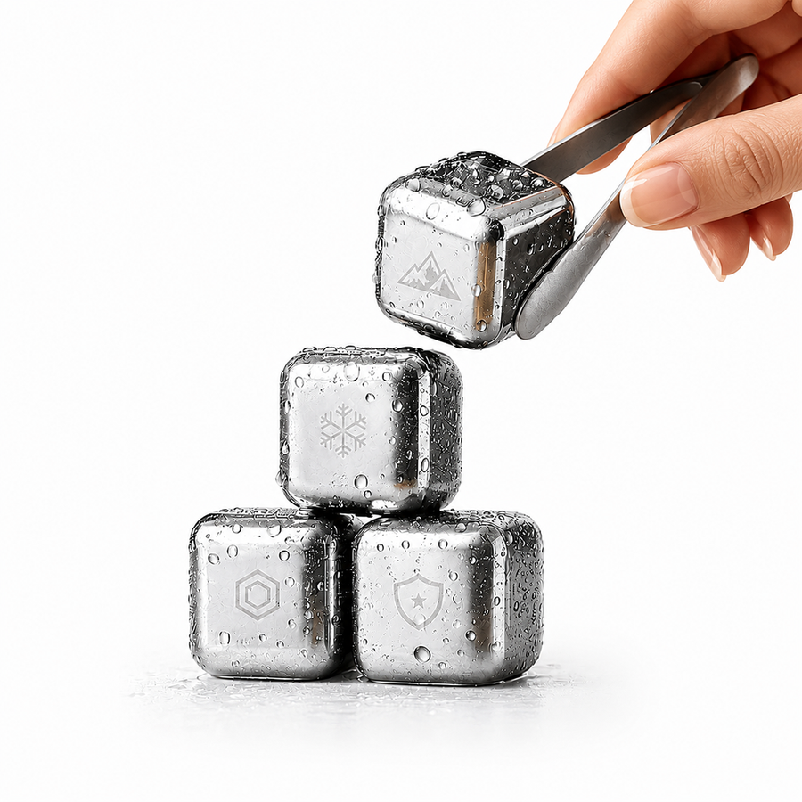 Silver Stainless Steel Ice Cubes - Webcam Covers Now