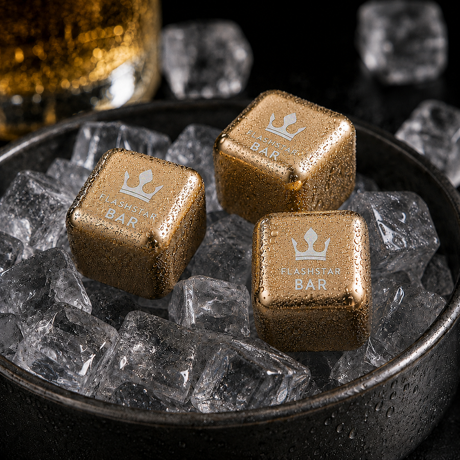 Gold Stainless Steel Ice Cubes - Webcam Covers Now