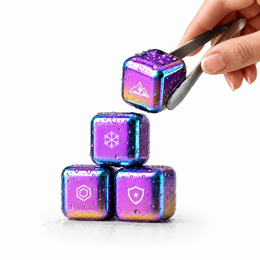 Rainbow Stainless Steel Ice Cubes - Webcam Covers Now