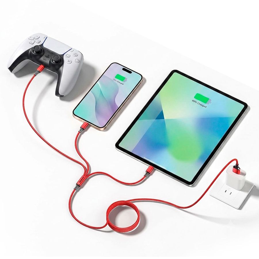 Nylon Braided 3-in-1 Charging Cables - Webcam Covers Now